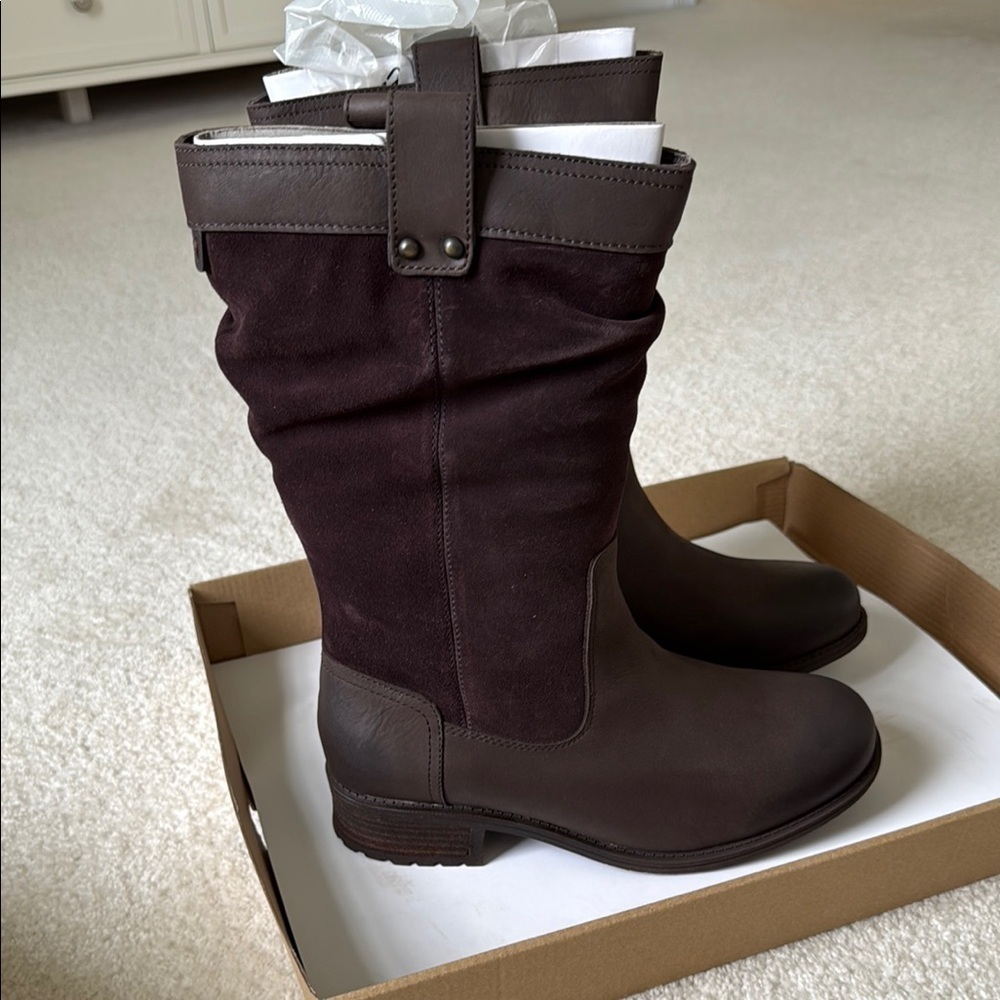 UGG Women's Brown Leather Boots - Picture 5 of 9